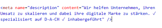 Beispiel für eine Meta Description im HTML-Format